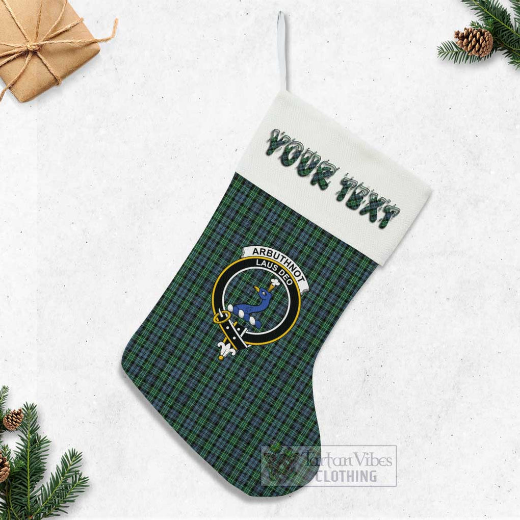 Tartan Vibes Clothing Arbuthnot Tartan Family Crest Christmas Stocking with Personalized Text