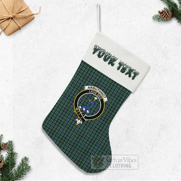 Arbuthnot Tartan Family Crest Christmas Stocking with Personalized Text