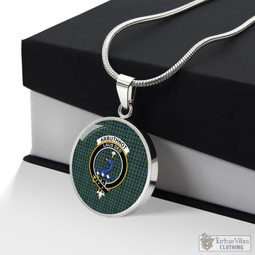 Arbuthnot Tartan Circle Necklace with Family Crest