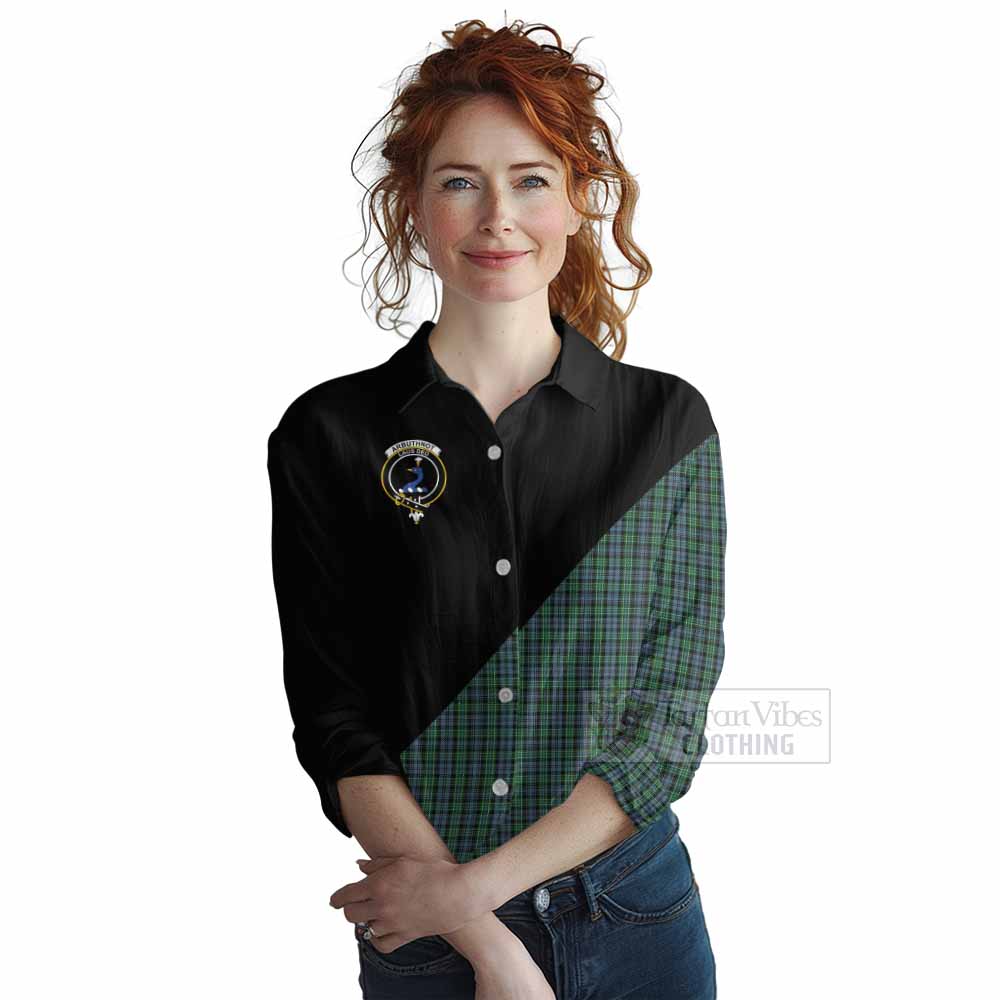 Tartan Vibes Clothing Arbuthnot Tartan Women's Casual Shirt with Family Crest and Military Logo Style