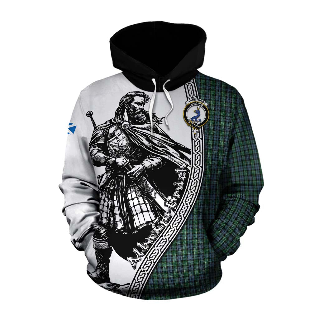 Arbuthnot Tartan Clan Crest Cotton Hoodie with Highlander Warrior Celtic Style Pullover Hoodie XS - Tartan Vibes Clothing