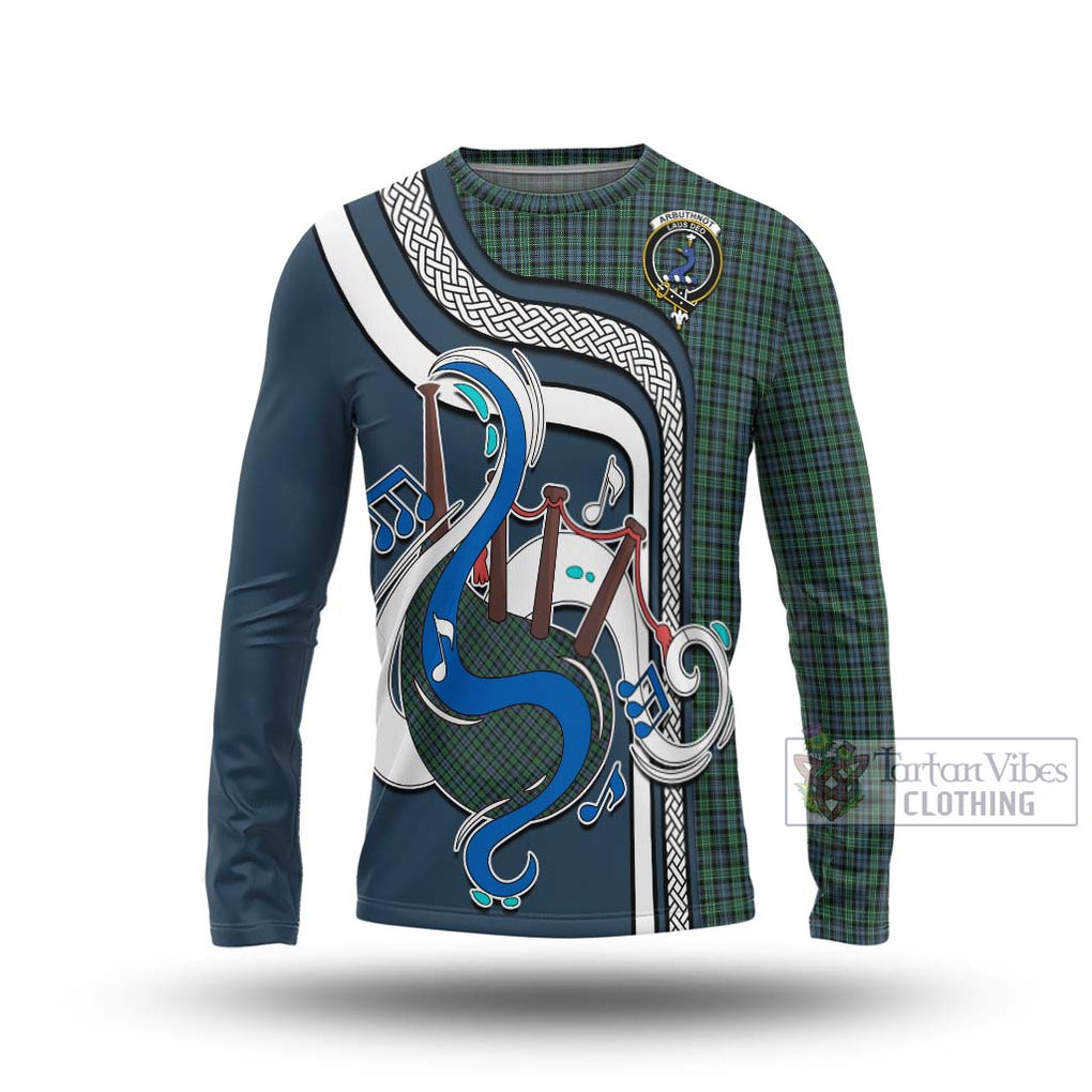 Tartan Vibes Clothing Arbuthnot Tartan Long Sleeve T-Shirt with Epic Bagpipe Style