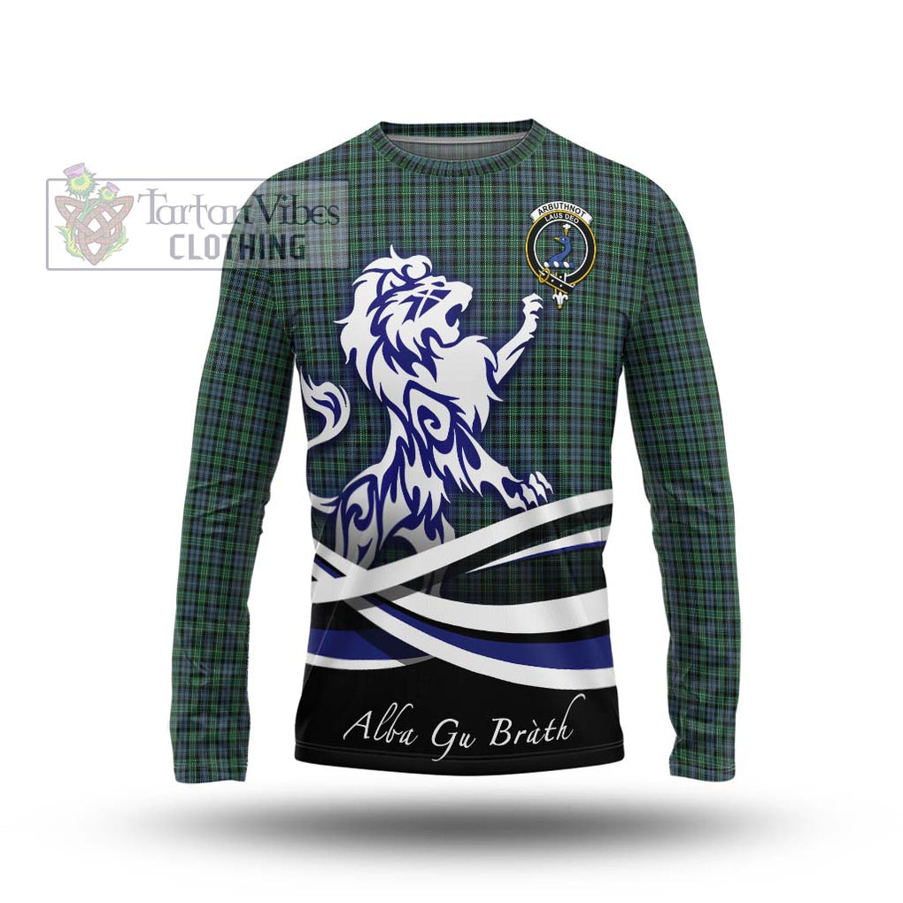 Arbuthnot Tartan Long Sleeve T-Shirt with Alba Gu Brath Regal Lion Emblem Unisex - Tartanvibesclothing Shop