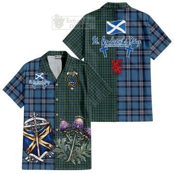 Arbuthnot Tartan Short Sleeve Button Shirt Happy St. Andrew's Day Half Tartan Style