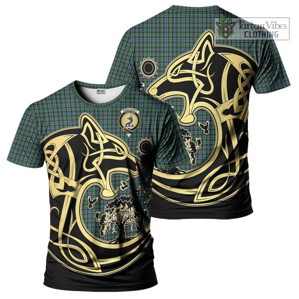 Arbuthnot Tartan T-Shirt with Family Crest Celtic Wolf Style Kid's Shirt - Tartan Vibes Clothing