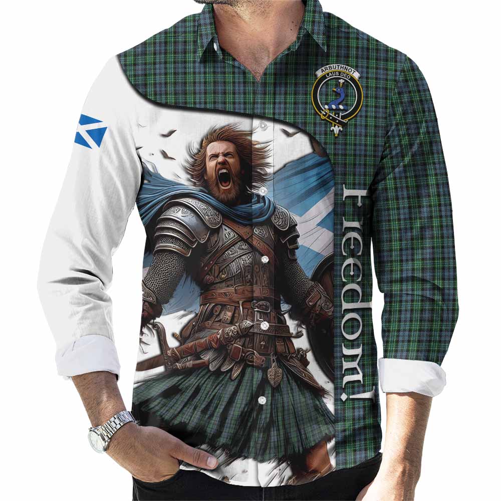 Tartan Vibes Clothing Arbuthnot Crest Tartan Long Sleeve Button Shirt Inspired by the Freedom of Scottish Warrior