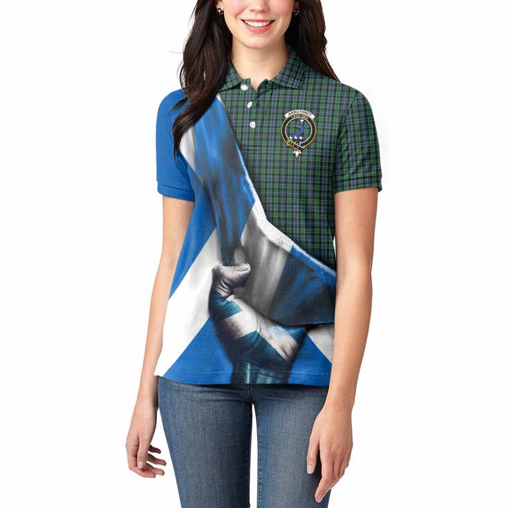 Tartan Vibes Clothing Arbuthnot Tartan Women's Polo Shirt with Family Crest Scotland Patriotic Style