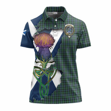 Arbuthnot Tartan Family Crest Women's Polo Shirt Scottish Thistle Celtic Inspired Women - Tartan Vibes Clothing