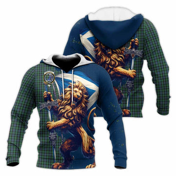 Arbuthnot Tartan Family Crest Knitted Hoodie with Scottish Majestic Lion