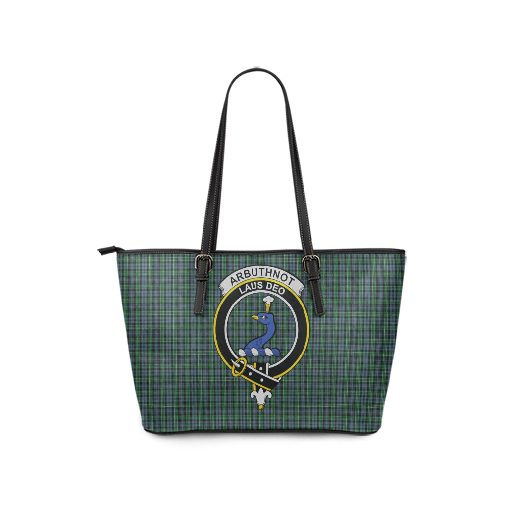 Arbuthnot Tartan Leather Tote Bag with Family Crest - Tartanvibesclothing