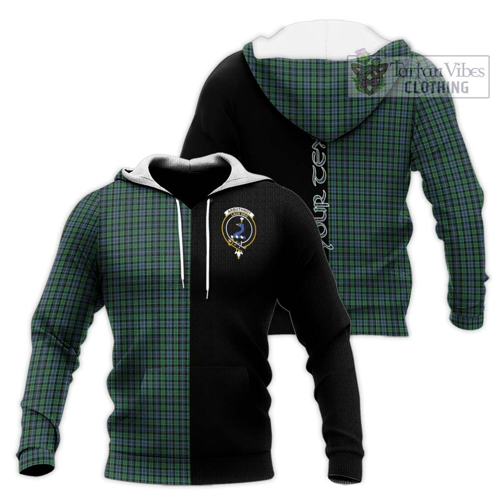 Arbuthnot Tartan Knitted Hoodie with Family Crest and Half Of Me Style Unisex Knitted Pullover Hoodie - Tartanvibesclothing Shop