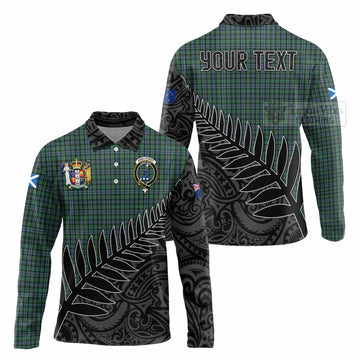 Arbuthnot Crest Tartan Long Sleeve Polo Shirt with New Zealand Silver Fern Half Style Unisex - Tartan Vibes Clothing