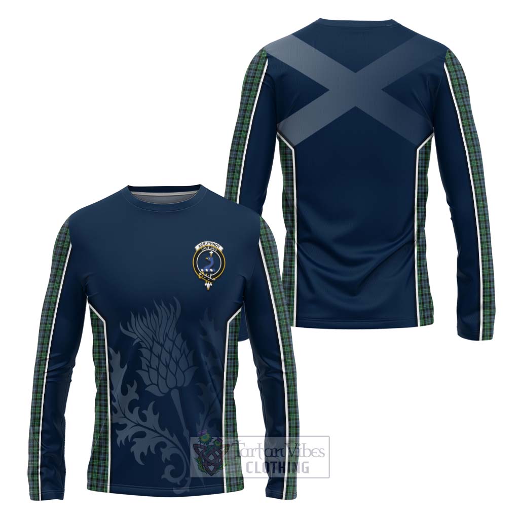 Tartan Vibes Clothing Arbuthnot Tartan Long Sleeve T-Shirt with Family Crest and Scottish Thistle Vibes Sport Style