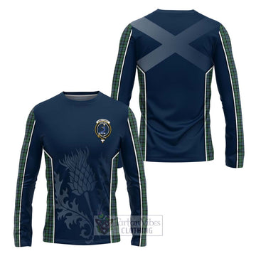 Arbuthnot Tartan Long Sleeve T-Shirt with Family Crest and Scottish Thistle Vibes Sport Style