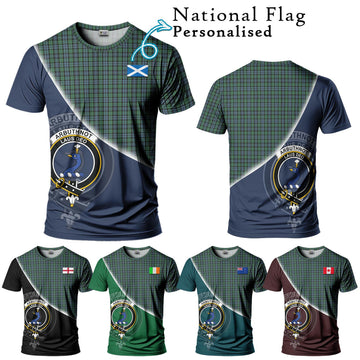 Arbuthnot Tartan T-Shirt with Personalised National Flag and Family Crest Half Style