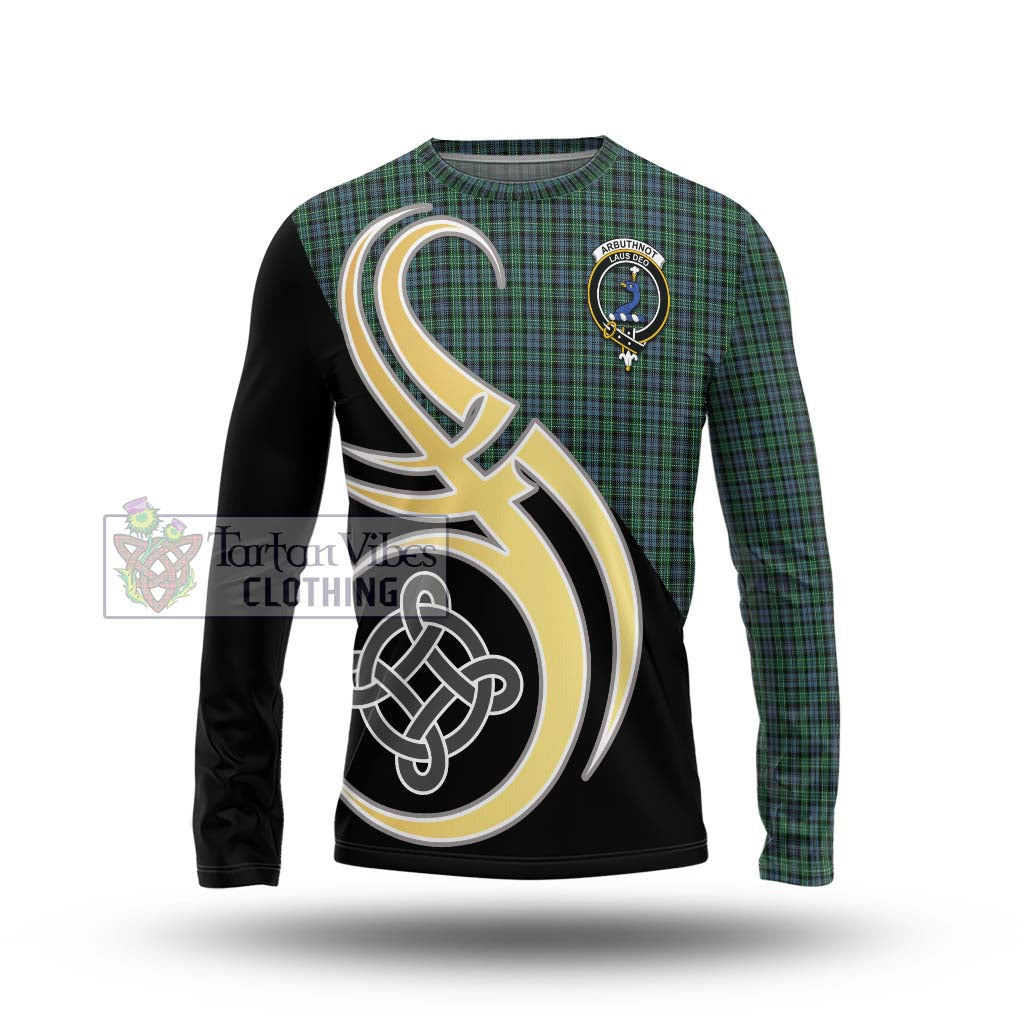 Arbuthnot Tartan Long Sleeve T-Shirt with Family Crest and Celtic Symbol Style Unisex - Tartan Vibes Clothing