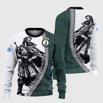 Arbuthnot Tartan Clan Crest Knitted Sweater with Highlander Warrior Celtic Style Unisex - Tartan Vibes Clothing