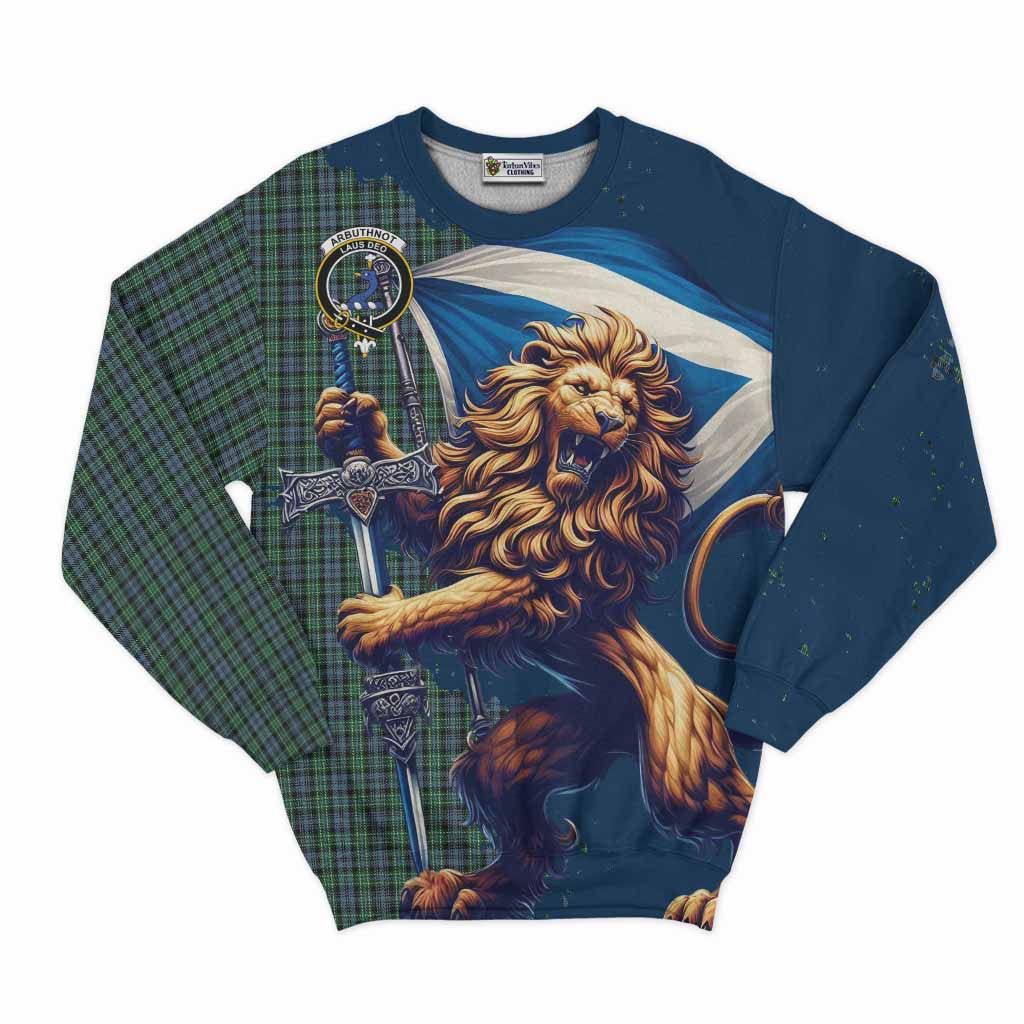 Tartan Vibes Clothing Arbuthnot Tartan Family Crest Sweatshirt with Scottish Majestic Lion