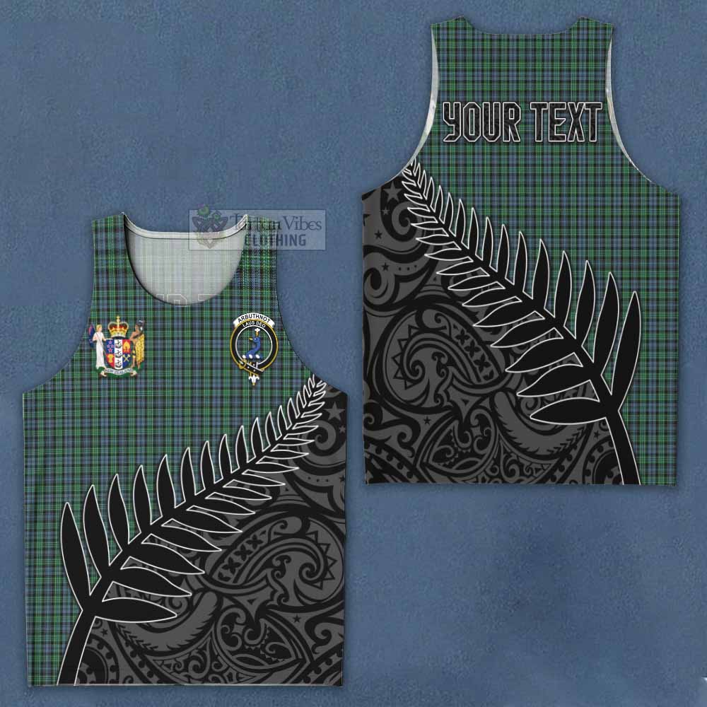 Tartan Vibes Clothing Arbuthnot Crest Tartan Men's Tank Top with New Zealand Silver Fern Half Style