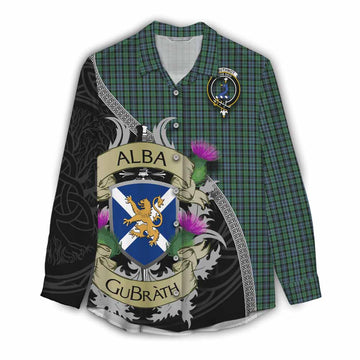 Arbuthnot Tartan Family Crest Women's Casual Shirt Lion Rampant Royal Thistle Shield Celtic Inspired Female - Tartan Vibes Clothing