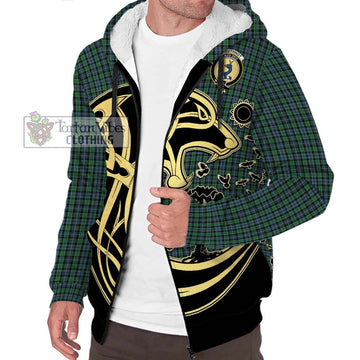 Arbuthnot Tartan Sherpa Hoodie with Family Crest Celtic Wolf Style