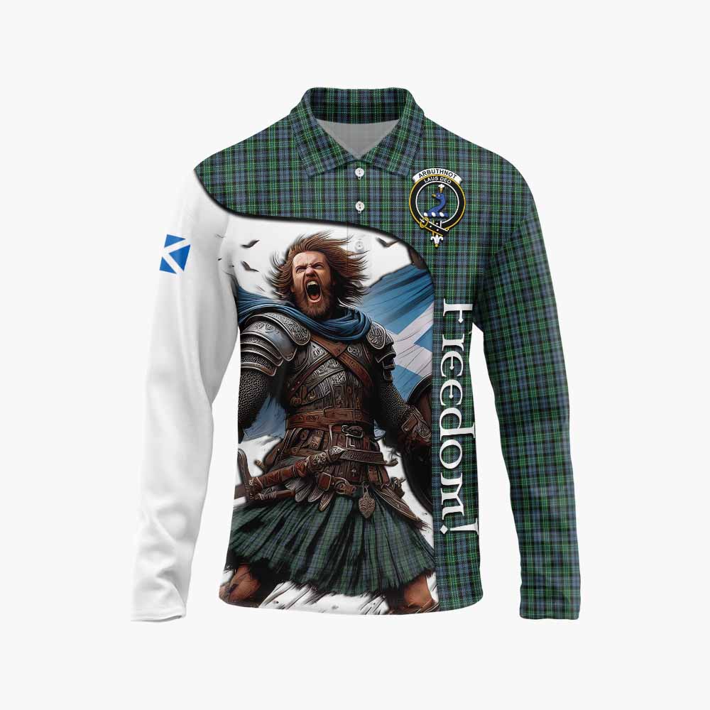 Tartan Vibes Clothing Arbuthnot Crest Tartan Long Sleeve Polo Shirt Inspired by the Freedom of Scottish Warrior