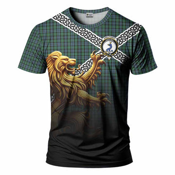 Arbuthnot Crest Tartan T-Shirt with Golden Lion Emblem Celtic Style Kid's Shirt - Tartan Vibes Clothing