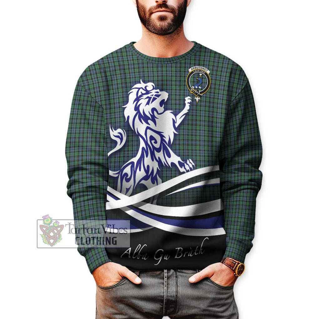 Arbuthnot Tartan Sweatshirt with Alba Gu Brath Regal Lion Emblem Unisex - Tartanvibesclothing Shop