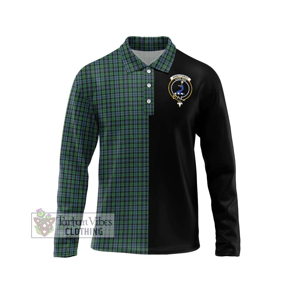 Arbuthnot Tartan Long Sleeve Polo Shirt with Family Crest and Half Of Me Style Unisex - Tartanvibesclothing Shop