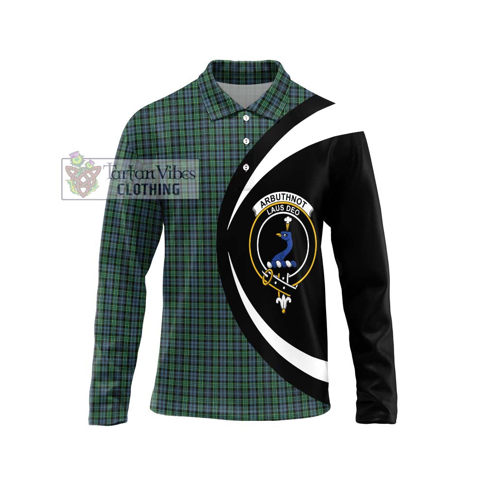 Arbuthnot Tartan Long Sleeve Polo Shirt with Family Crest Circle Style Unisex - Tartan Vibes Clothing