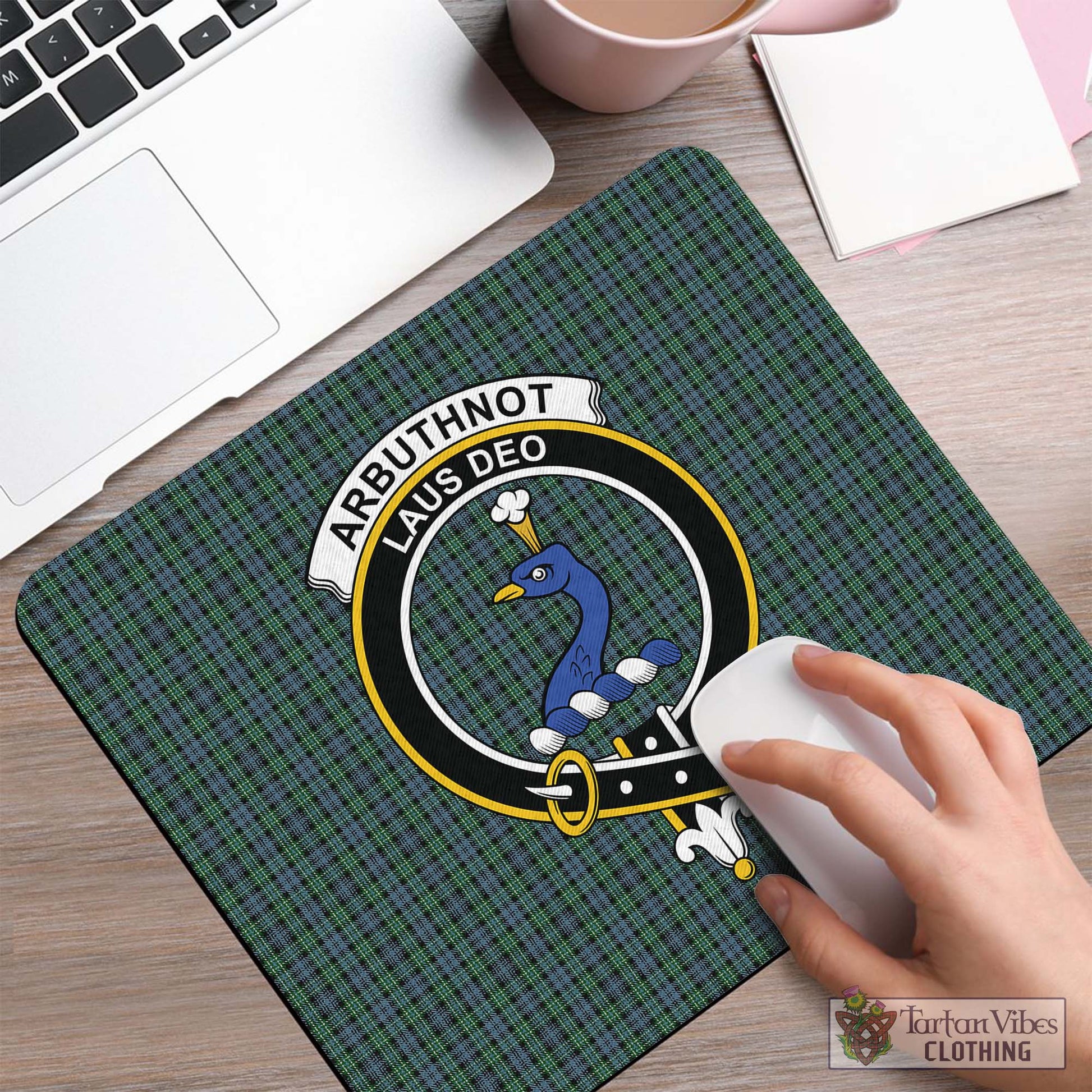 Tartan Vibes Clothing Arbuthnot Tartan Mouse Pad with Family Crest