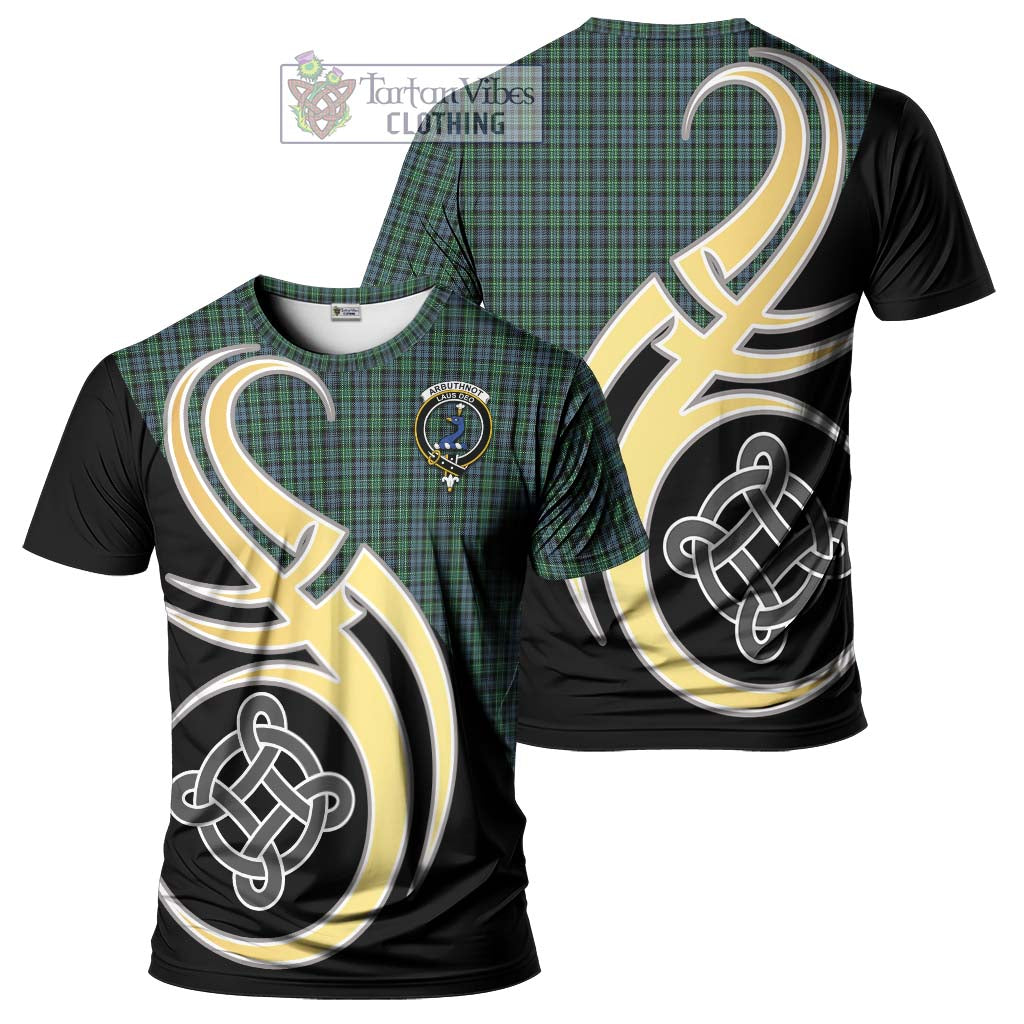 Tartan Vibes Clothing Arbuthnot Tartan T-Shirt with Family Crest and Celtic Symbol Style