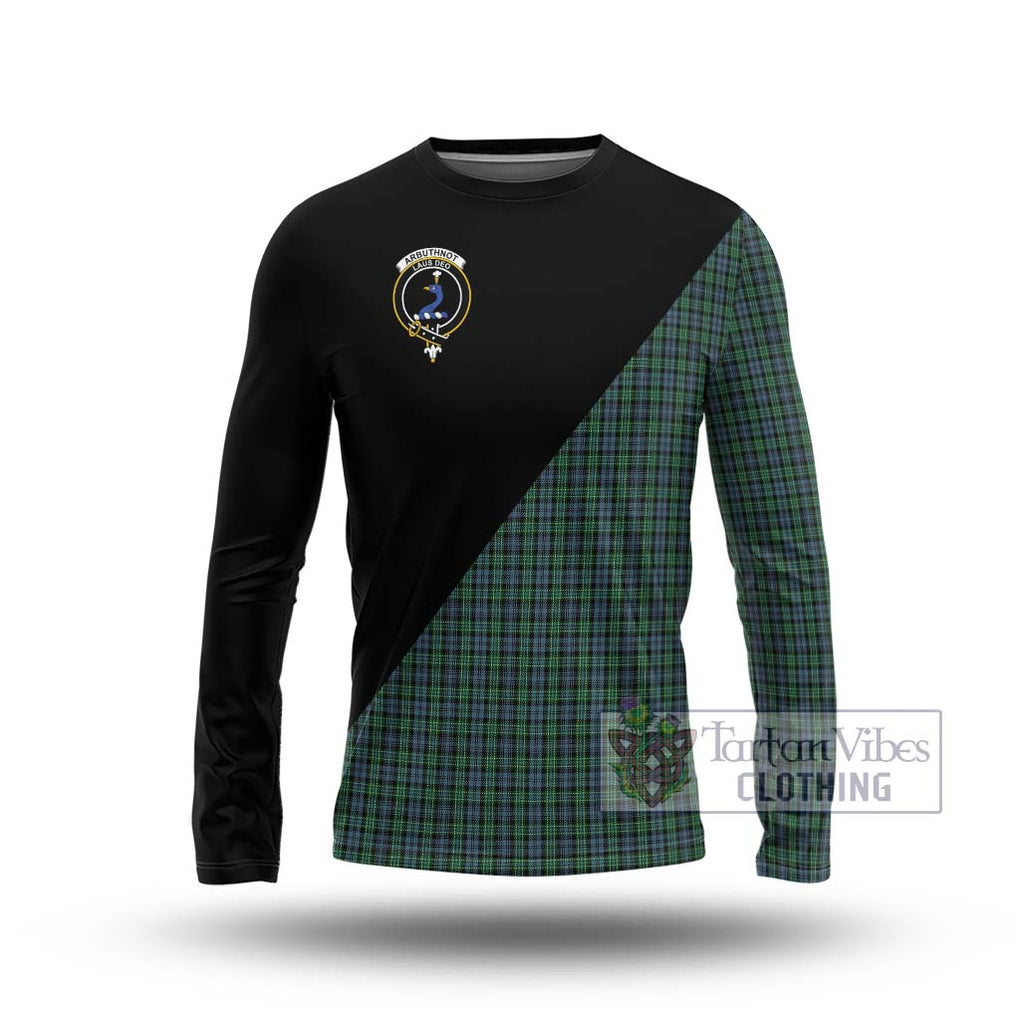 Arbuthnot Tartan Long Sleeve T-Shirt with Family Crest and Military Logo Style Unisex - Tartanvibesclothing Shop