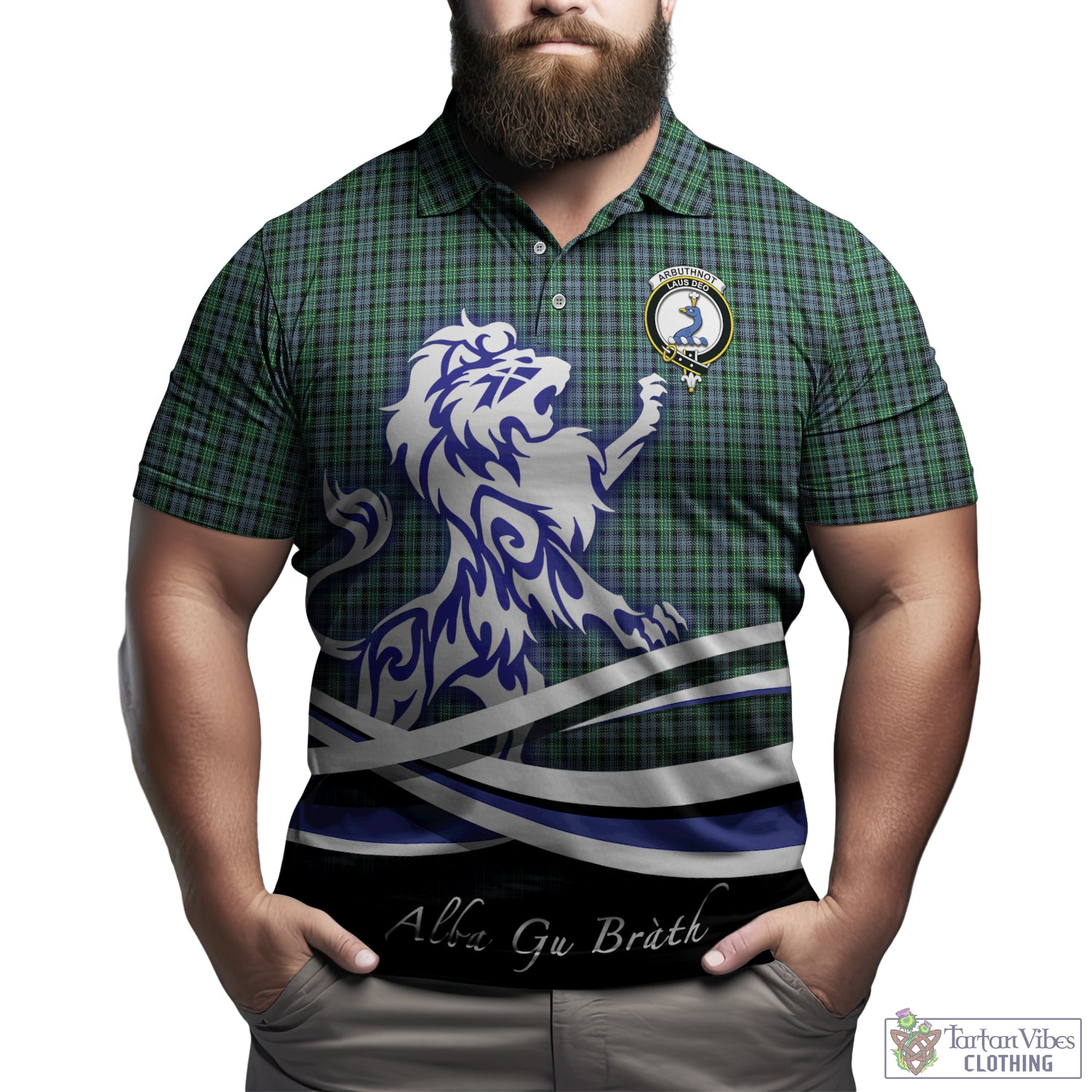 arbuthnot-tartan-polo-shirt-with-alba-gu-brath-regal-lion-emblem