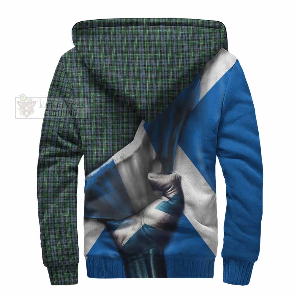 Tartan Vibes Clothing Arbuthnot Tartan Sherpa Hoodie with Family Crest Scotland Patriotic Style