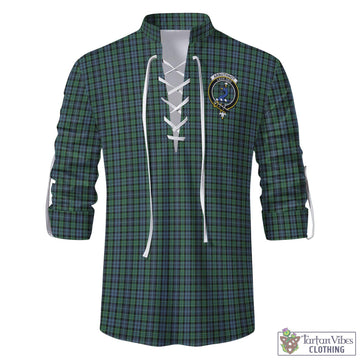 Arbuthnot Tartan Men's Scottish Traditional Jacobite Ghillie Kilt Shirt with Family Crest