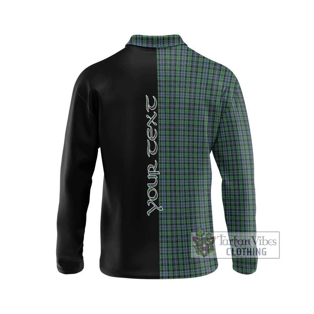 Arbuthnot Tartan Long Sleeve Polo Shirt with Family Crest and Half Of Me Style - Tartanvibesclothing Shop