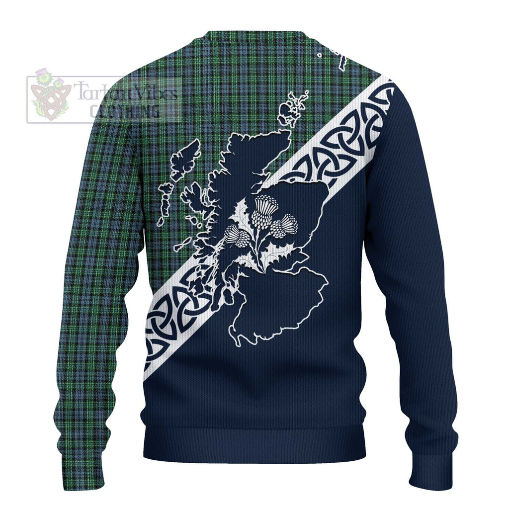 Tartan Vibes Clothing Arbuthnot Tartan Knitted Sweater Featuring Thistle and Scotland Map