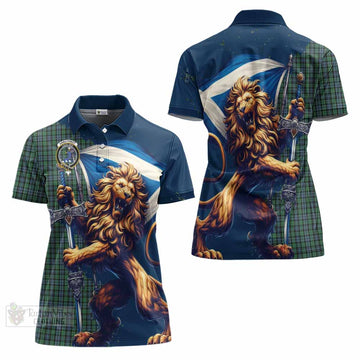 Arbuthnot Tartan Family Crest Women's Polo Shirt with Scottish Majestic Lion