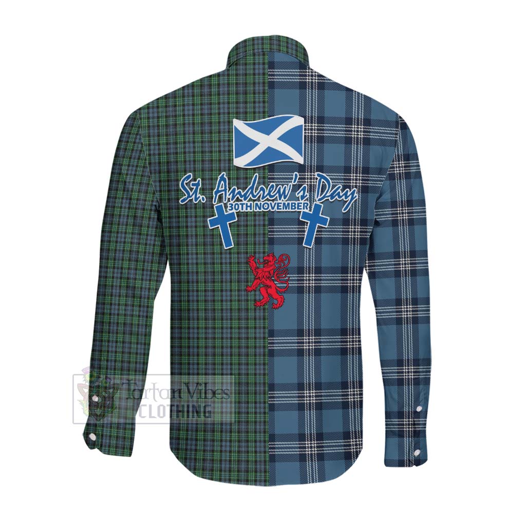 Tartan Vibes Clothing Arbuthnot Tartan Long Sleeve Button Shirt Happy St. Andrew's Day Half Tartan Style