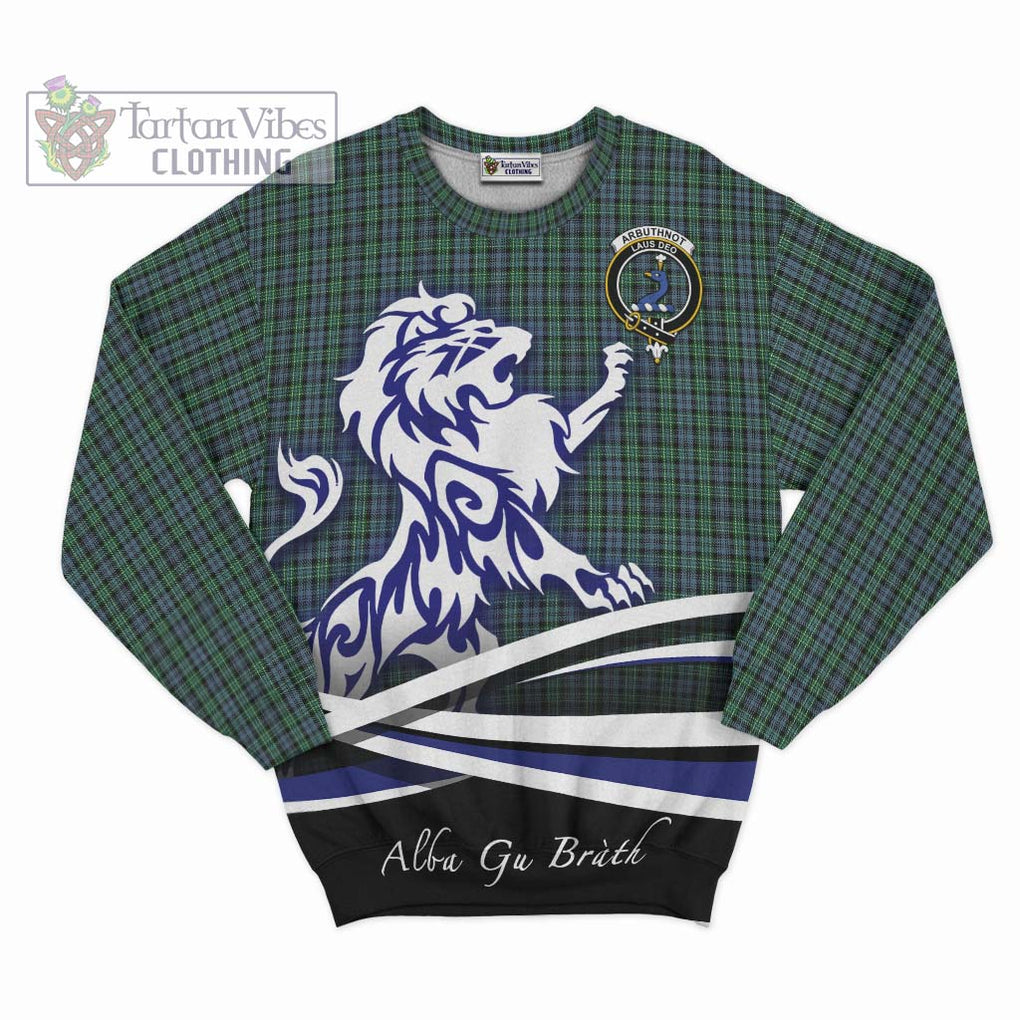 Arbuthnot Tartan Sweatshirt with Alba Gu Brath Regal Lion Emblem - Tartanvibesclothing Shop