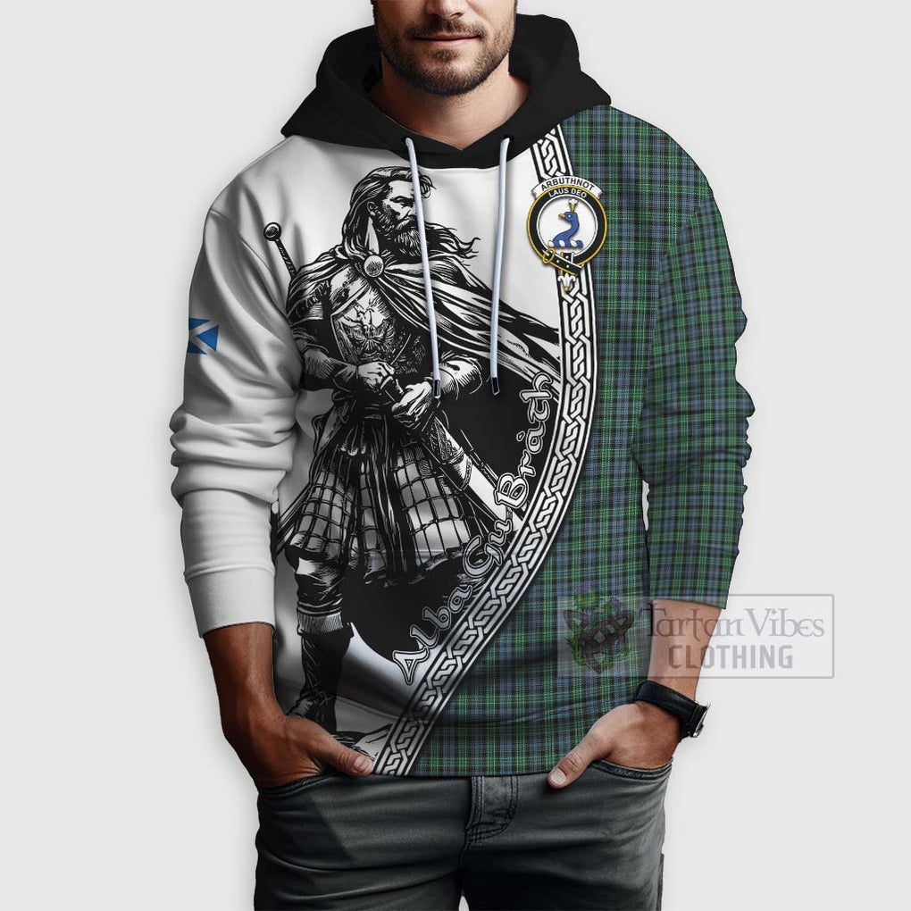 Arbuthnot Tartan Clan Crest Hoodie with Highlander Warrior Celtic Style - Tartan Vibes Clothing