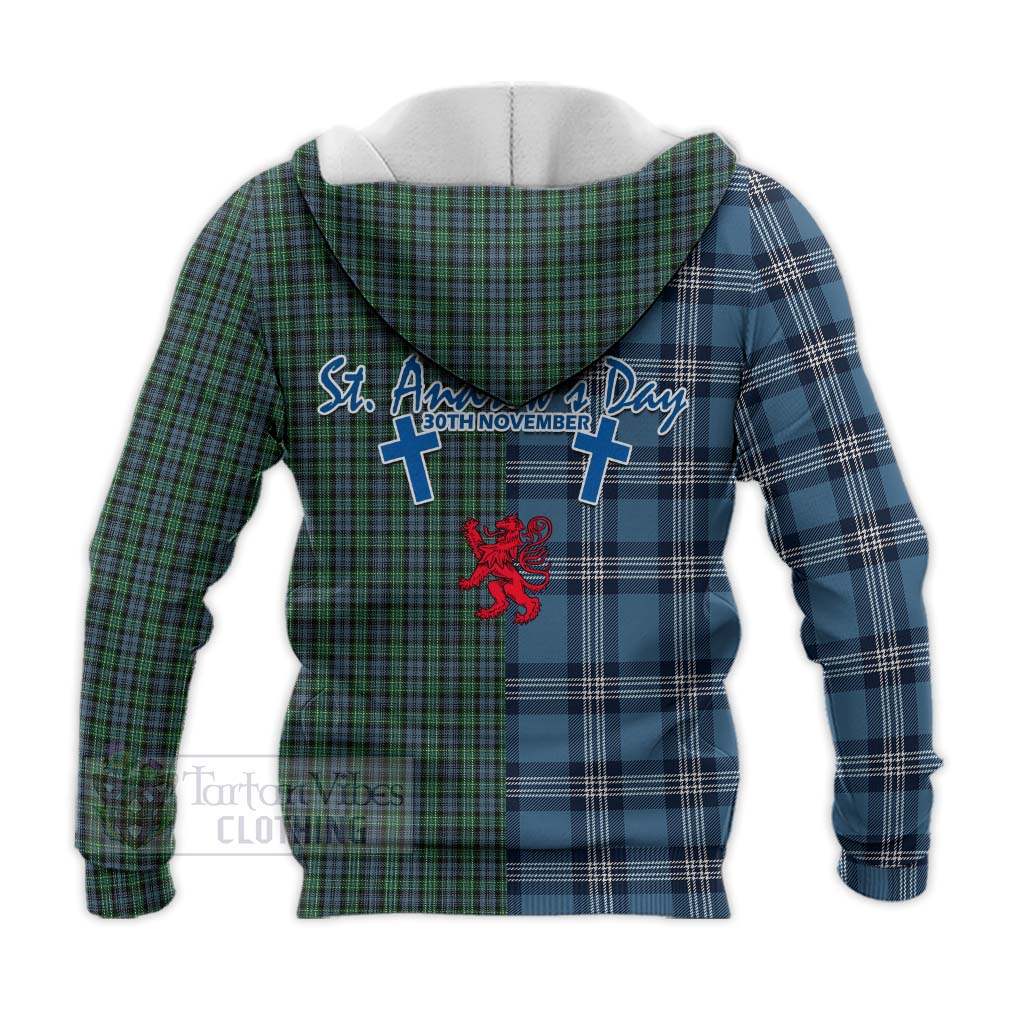 Tartan Vibes Clothing Arbuthnot Tartan Knitted Hoodie Happy St. Andrew's Day Half Tartan Style