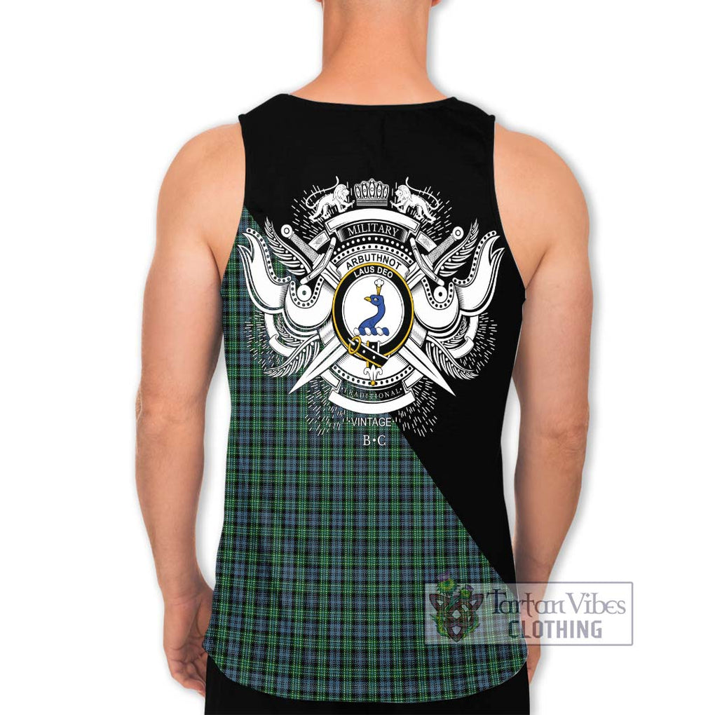 Arbuthnot Tartan Men's Tank Top with Family Crest and Military Logo Style - Tartanvibesclothing Shop