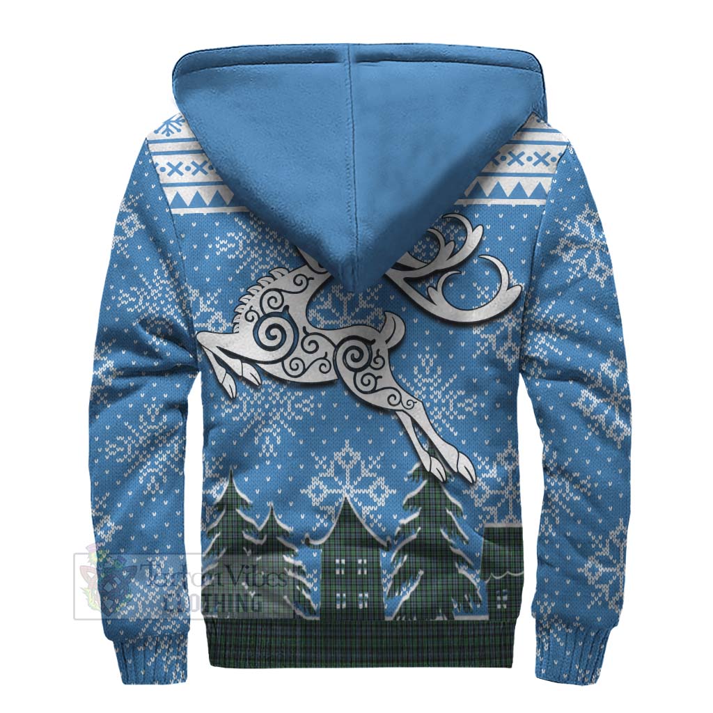 Tartan Vibes Clothing Arbuthnot Clan Christmas Sherpa Hoodie Celtic Reindeer Style