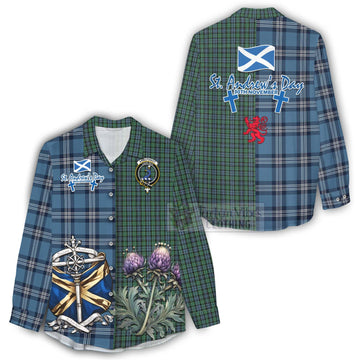 Arbuthnot Tartan Women's Casual Shirt Happy St. Andrew's Day Half Tartan Style