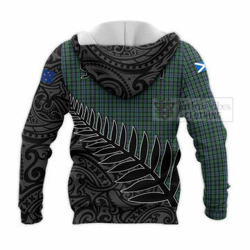 Arbuthnot Crest Tartan Knitted Hoodie with New Zealand Silver Fern Half Style