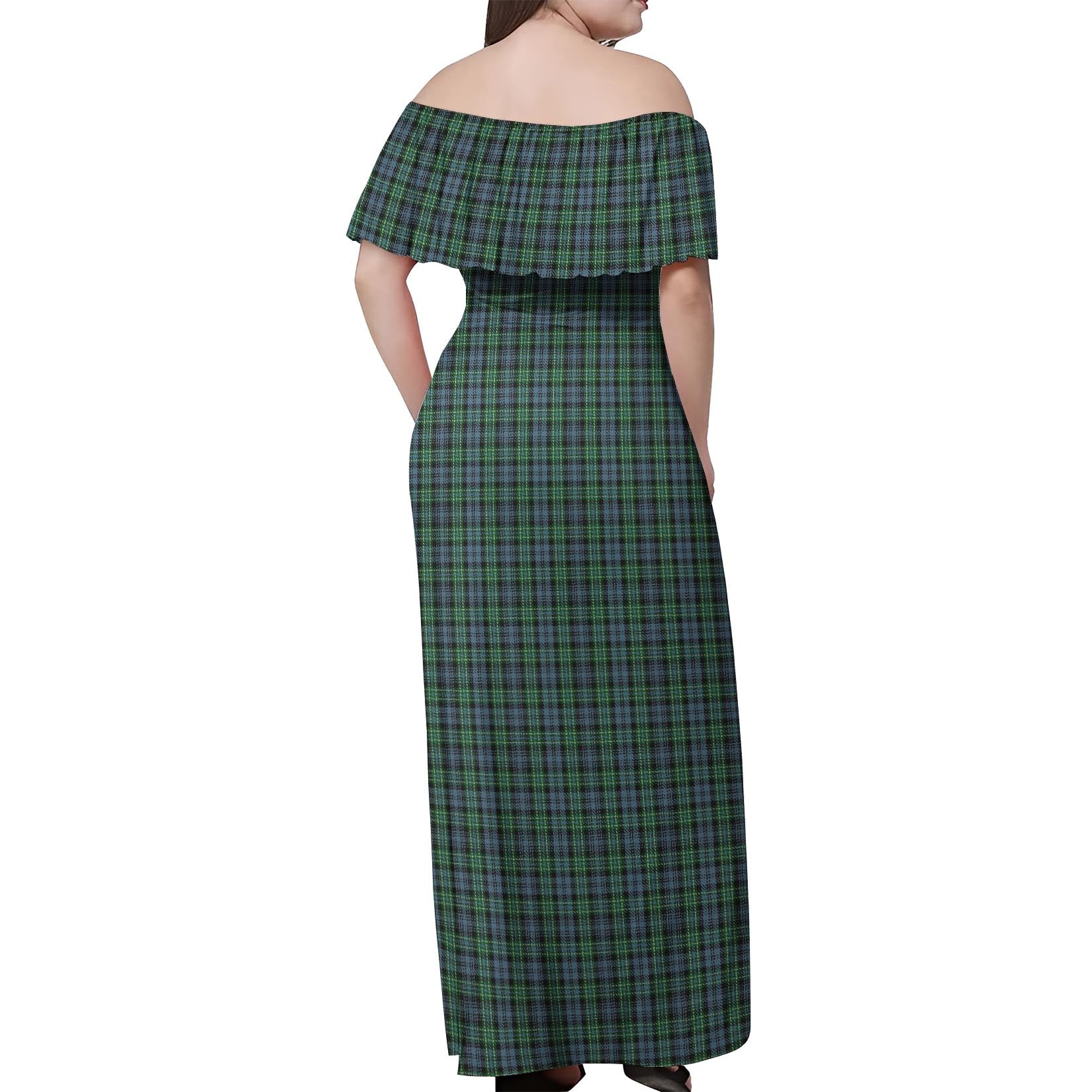 Arbuthnot Tartan Off Shoulder Long Dress - Tartanvibesclothing