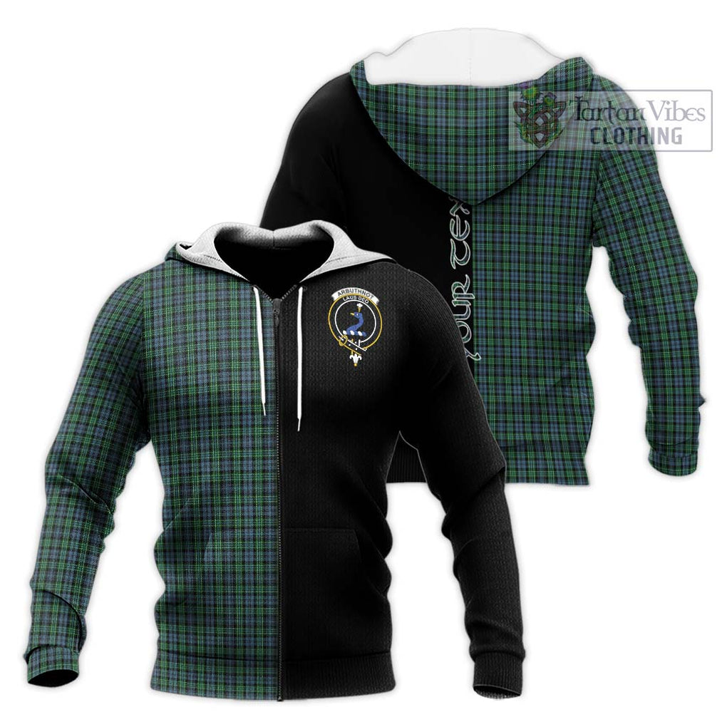 Arbuthnot Tartan Knitted Hoodie with Family Crest and Half Of Me Style Unisex Knitted Zip Hoodie - Tartanvibesclothing Shop