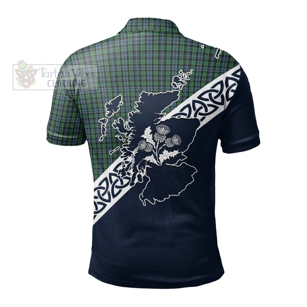 Arbuthnot Tartan Polo Shirt Featuring Thistle and Scotland Map